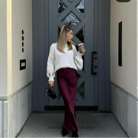 ZARA SATIN EFFECT SKIRT - Picture 13 of 16